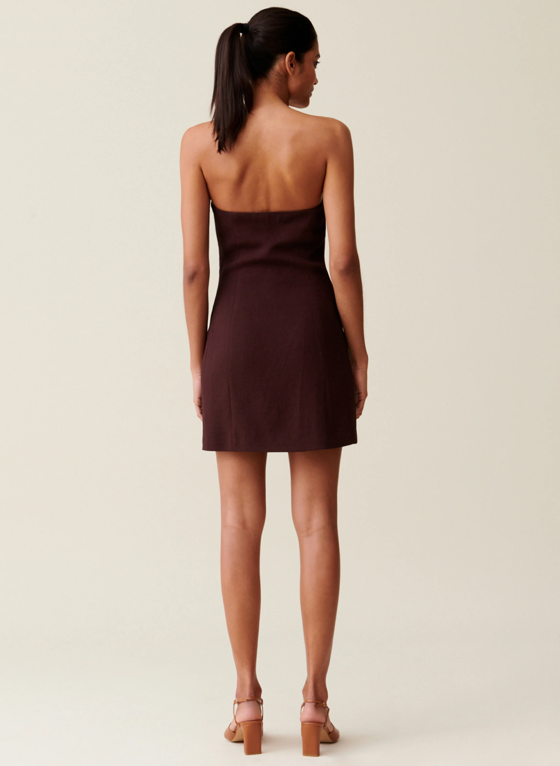 Robe bustier courte | Marron