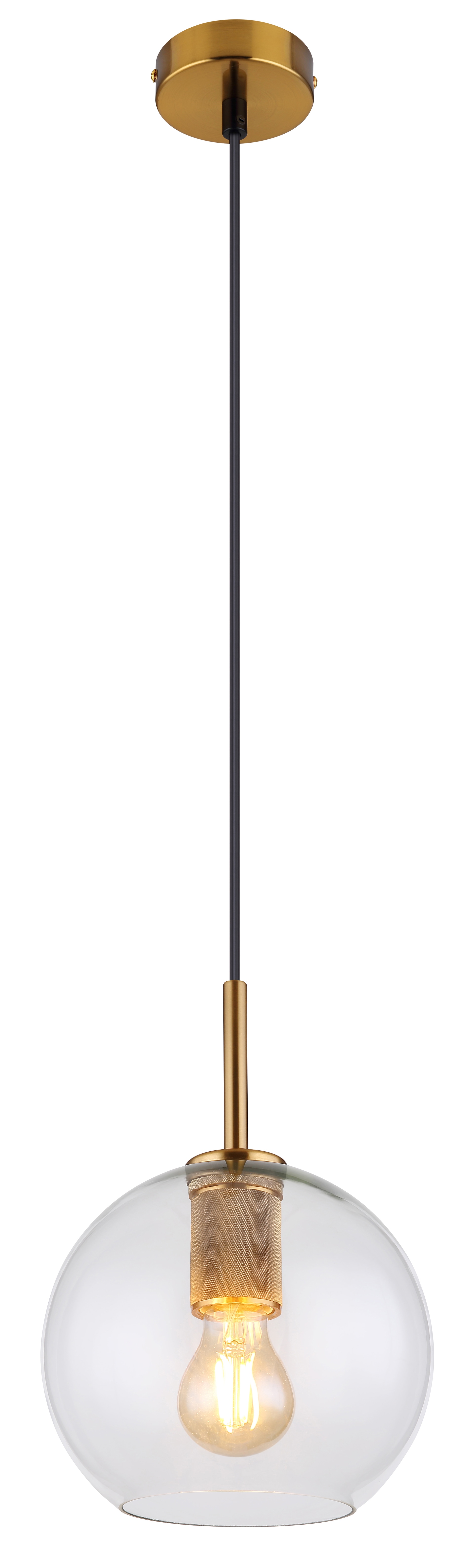 GLOBO Retrofit Pendelleuchte Adara messingfarbig /Klarglas 20x20cm H50-120cm