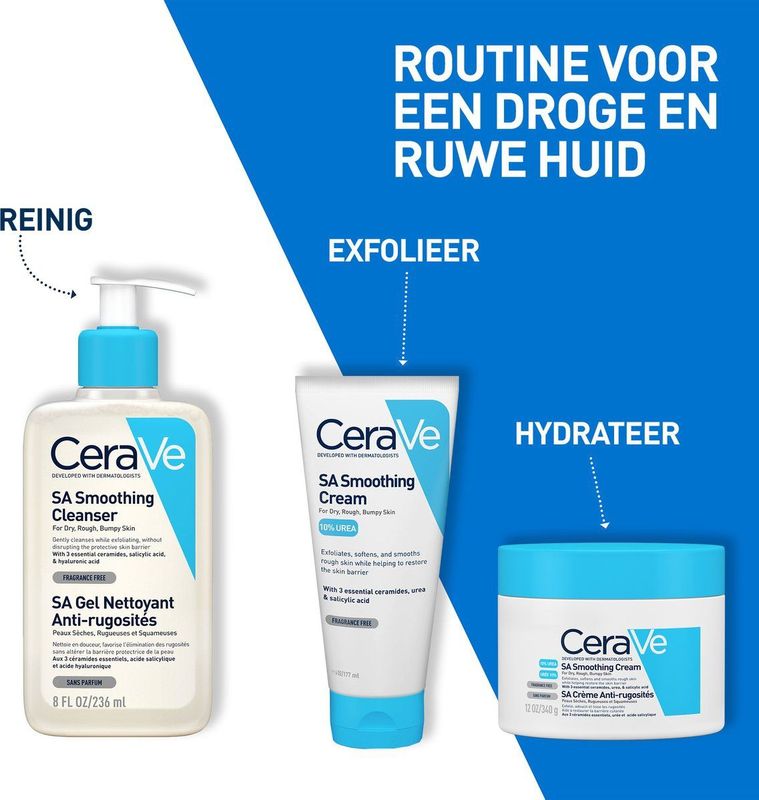 Cerave - SA Anti-Roughness Cream - Gezichtscrub - 340ml - Hydraterende Formule