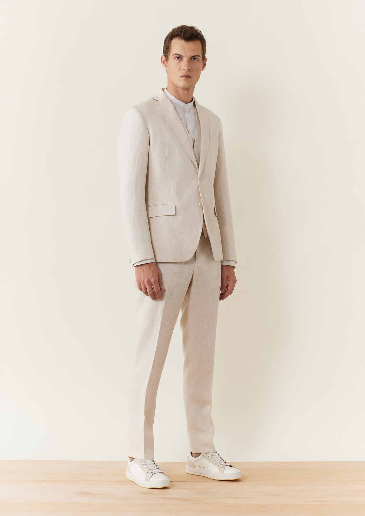 Veste coordonnable Regular en lin uni beige