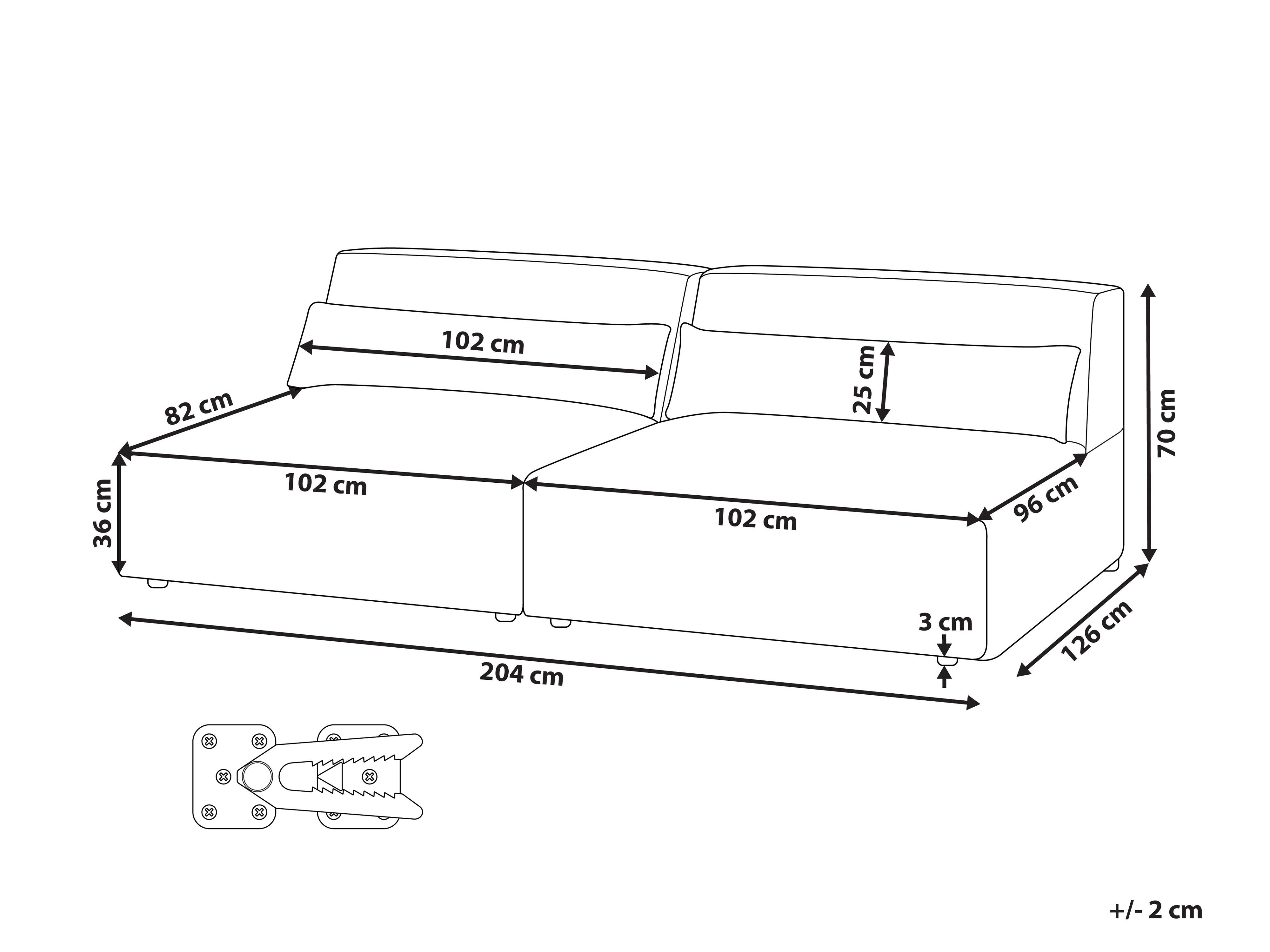 Modulaire bank 2-zits HELLNAR Fluweel Lichtbeige