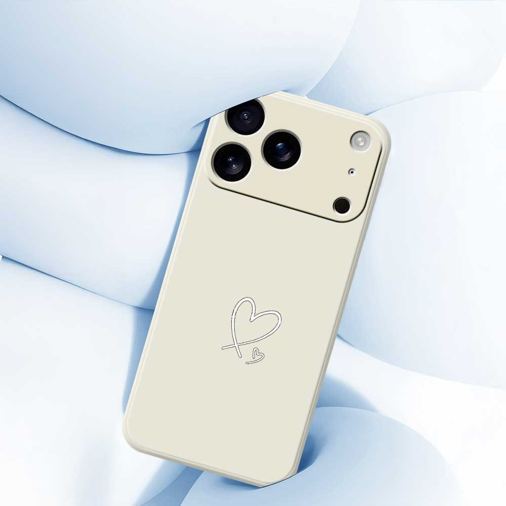 iPhone 17 Pro Max Gummi Case Hülle mit Kameraschutz - Schwarz (Herz)
