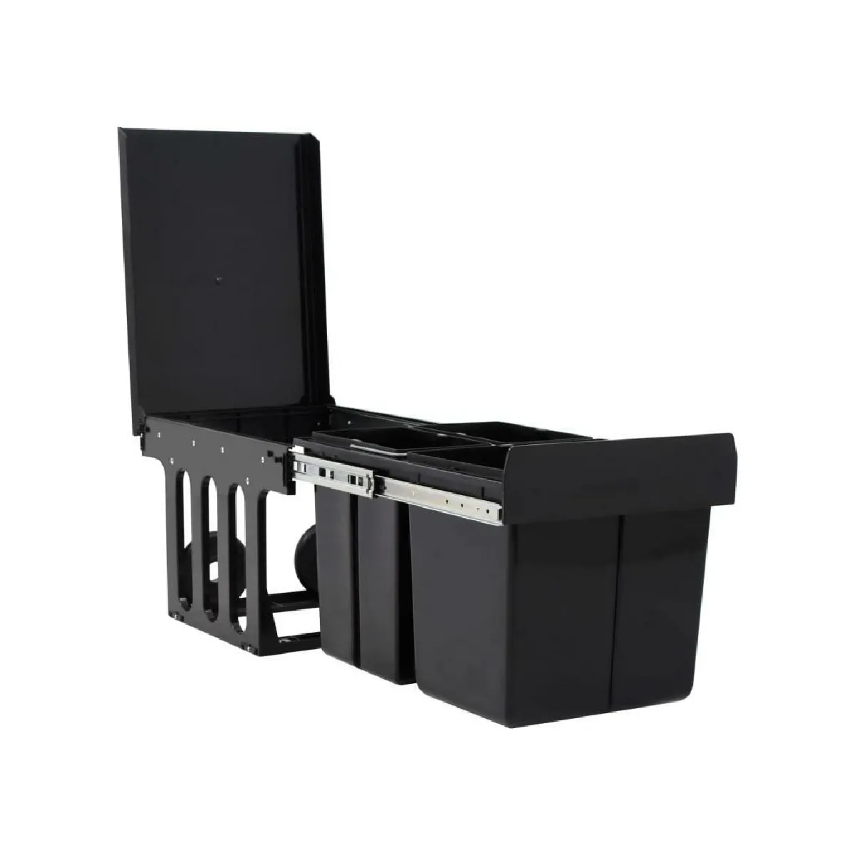 Vente-unique Poubelle amovible de cuisine 48L Noir
