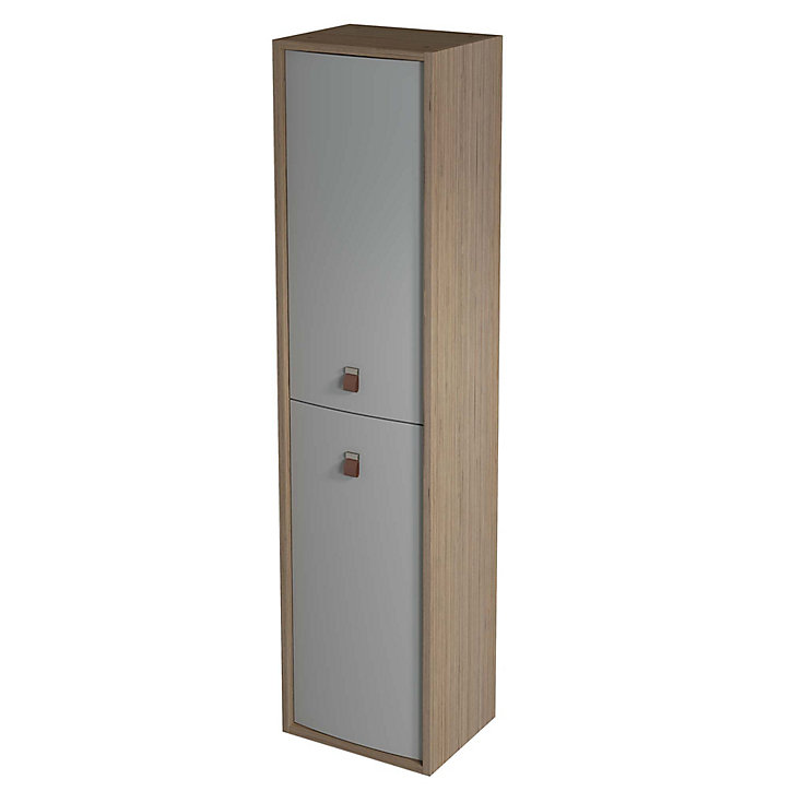 Colonne de salle de bains à suspendre ouverture gauche Havana grège mat H. 160 x L. 39 cm