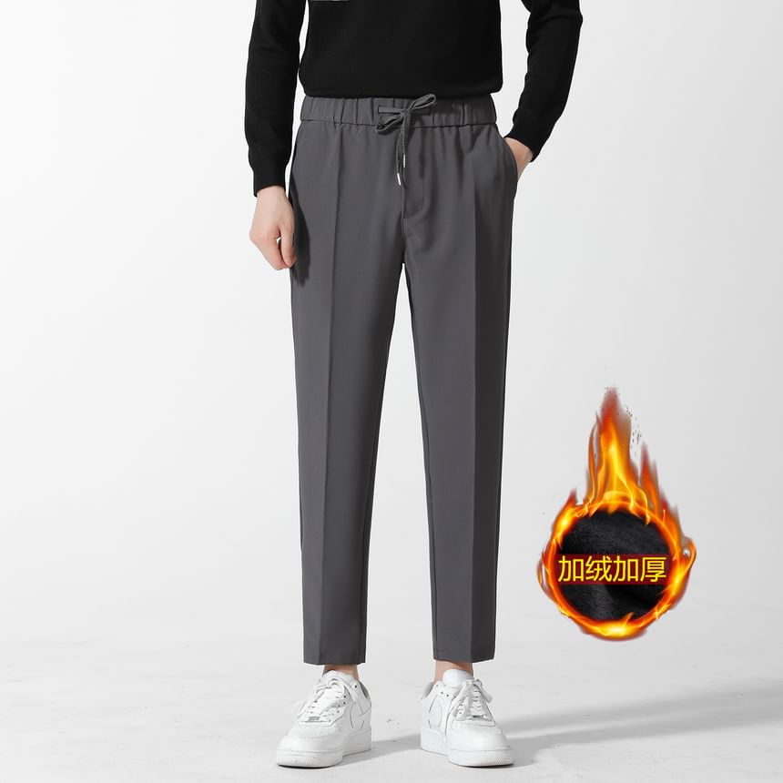 Loansk - Effen cropped, taps toelopende broek met trekkoord in de taille