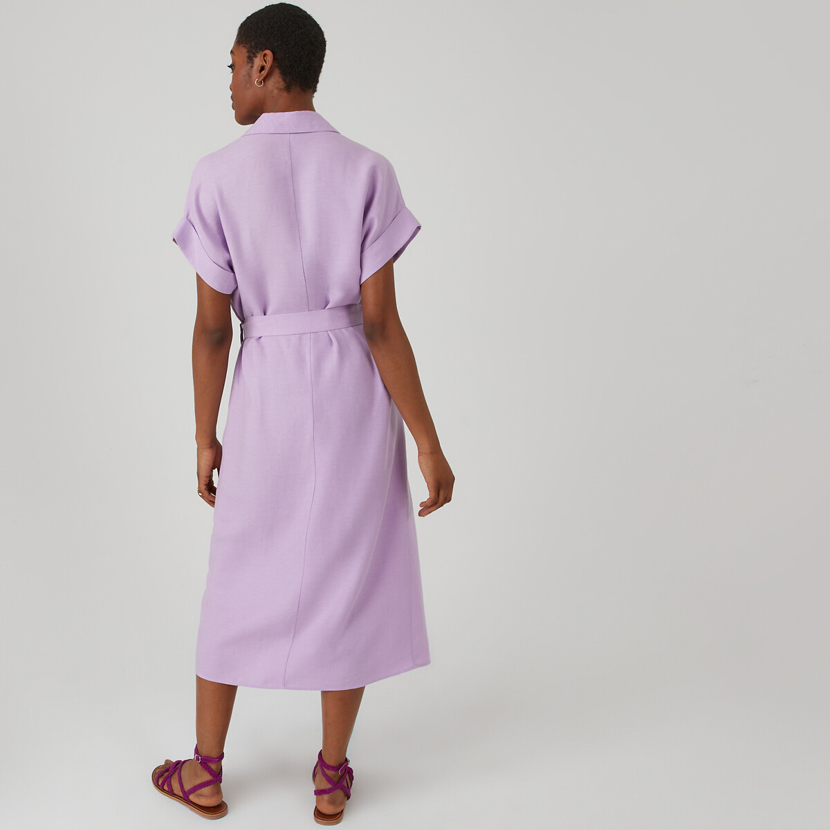 COLEÇÕES LA REDOUTE<br>Vestido camisa de liocel e linho
