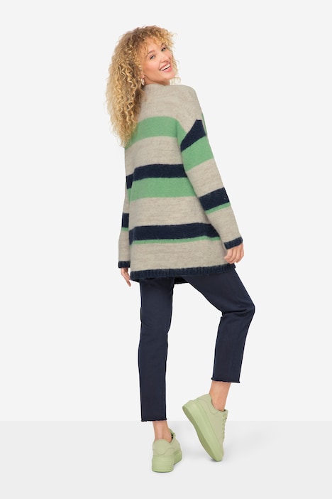 Strickjacke, multicolor, offene Form, Langarm
