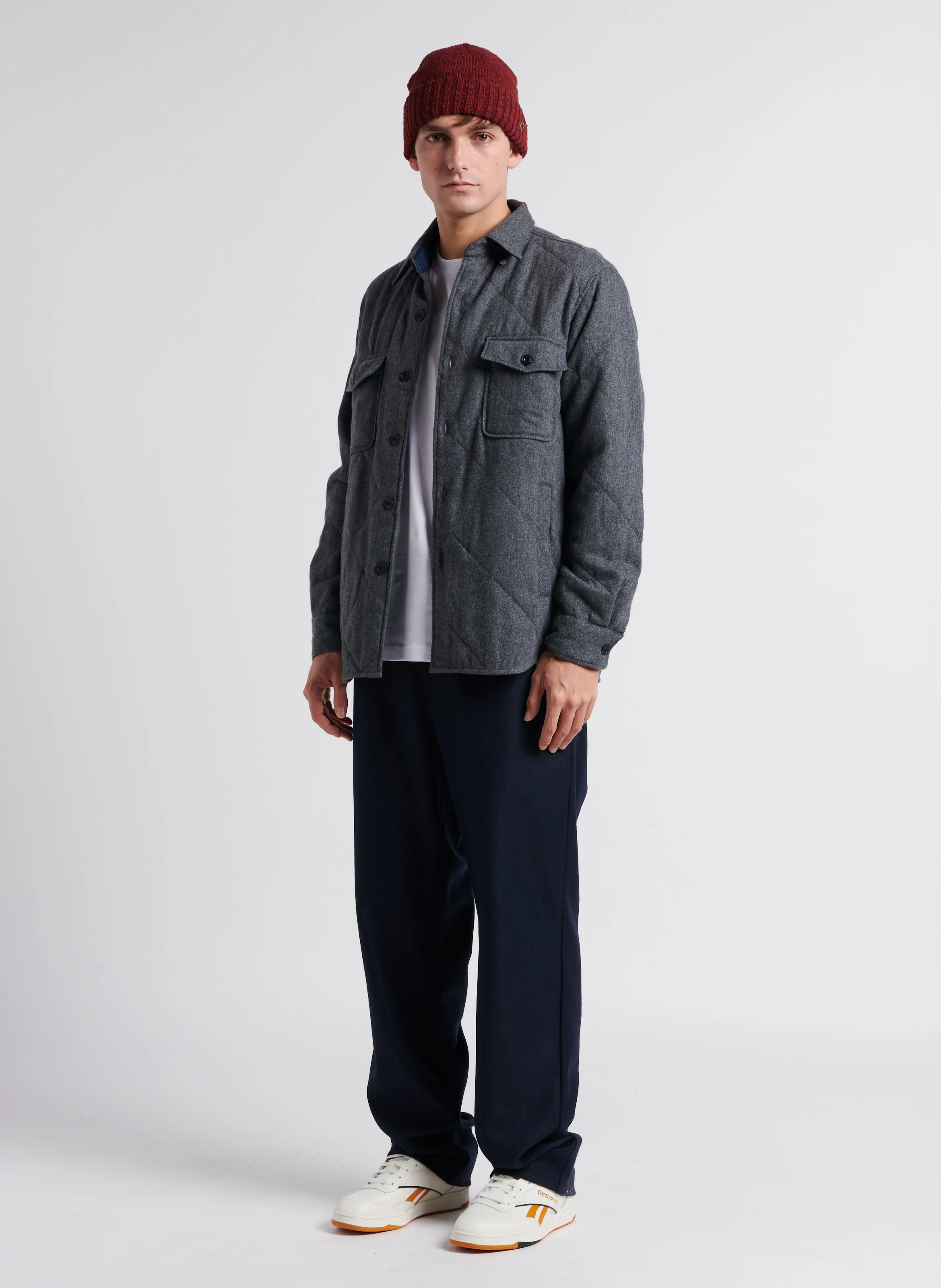 KYLE CHEVIOT - Pantalon droit en laine mélangée| Bleu