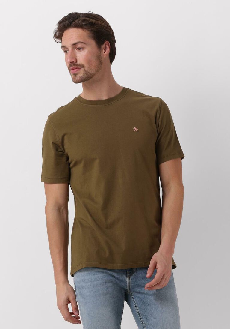 SCOTCH & SODA groene scotch & soda t-shirt garment dye logo crew t-shirt