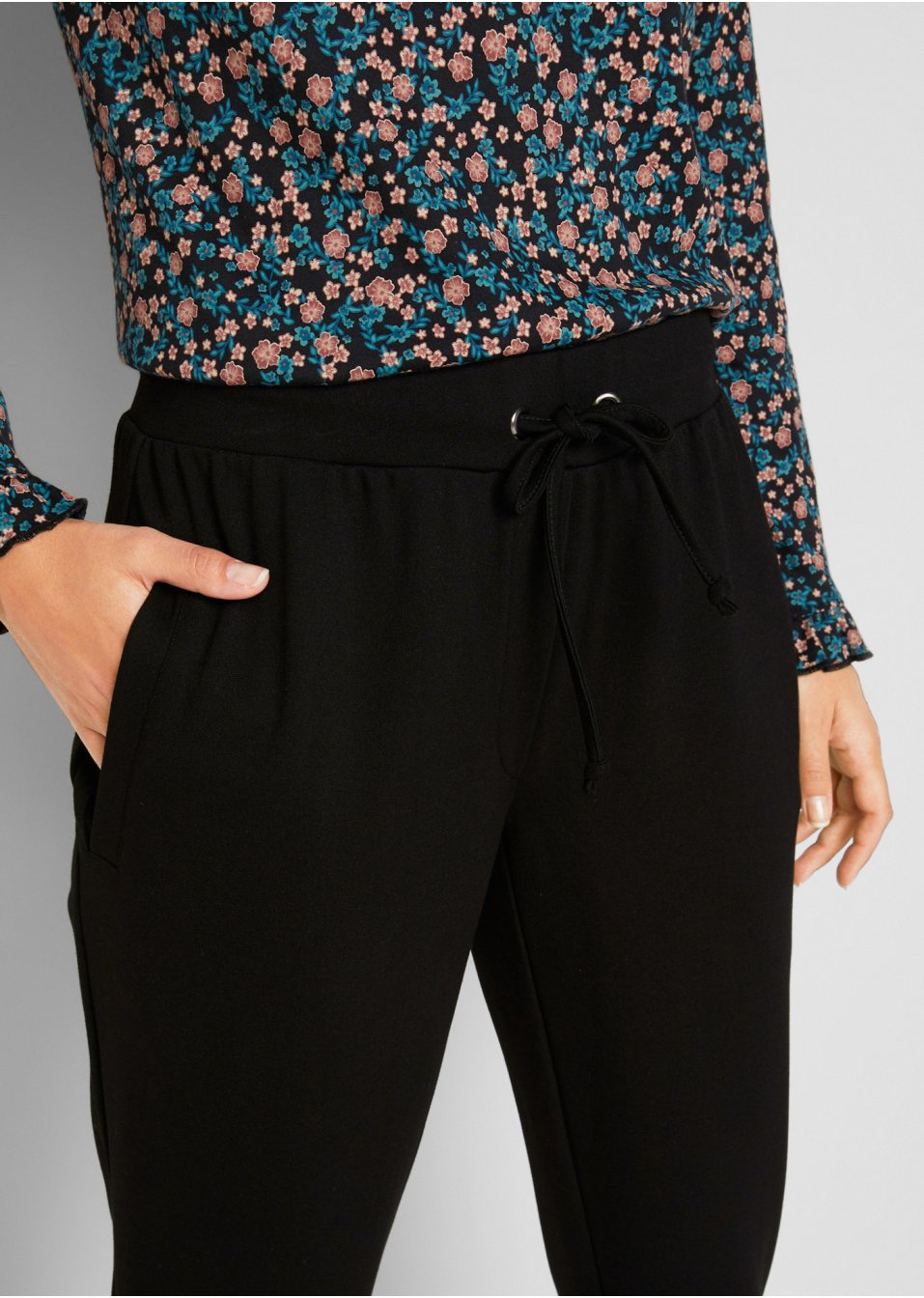 Pantalon extensible Punto di Roma avec détails zips