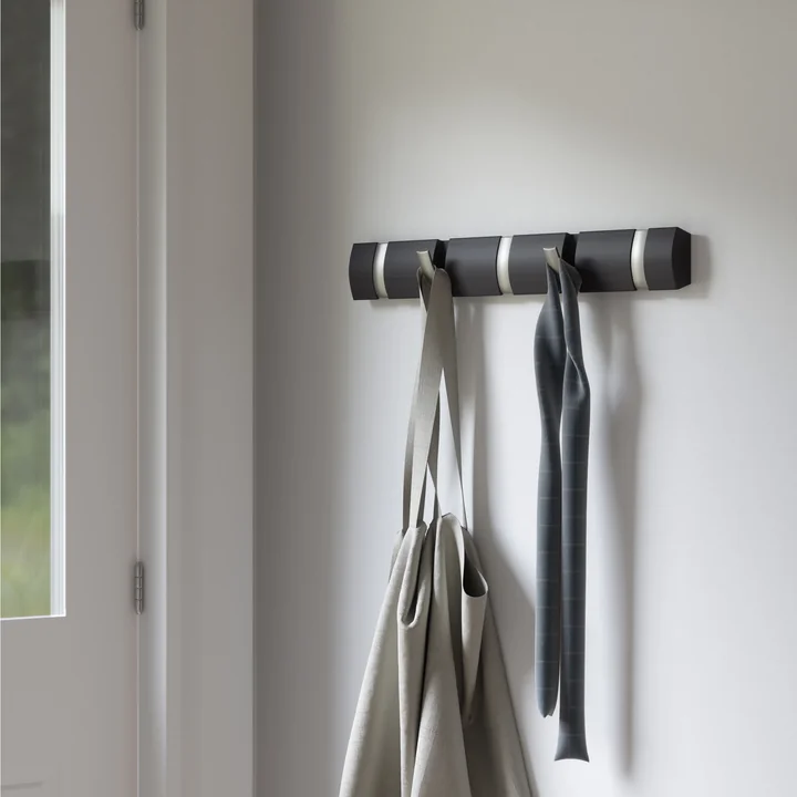 Umbra - Flip Hook 5er Garderobenleiste, grau / Zinn