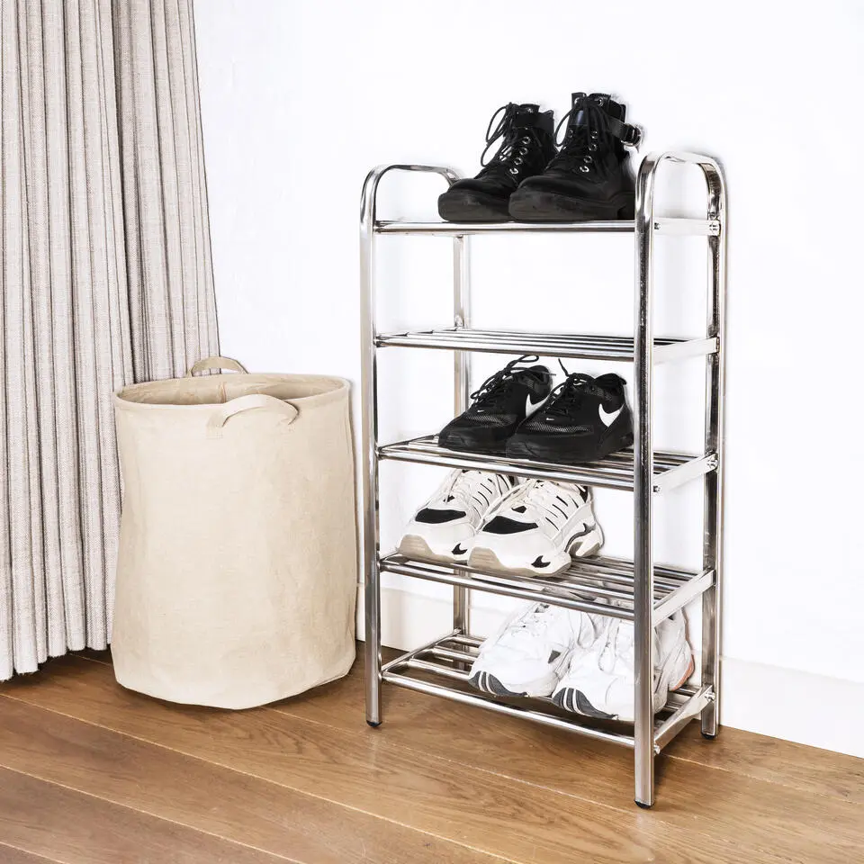 QUVIO Schoenenrek RVS met 5 planken