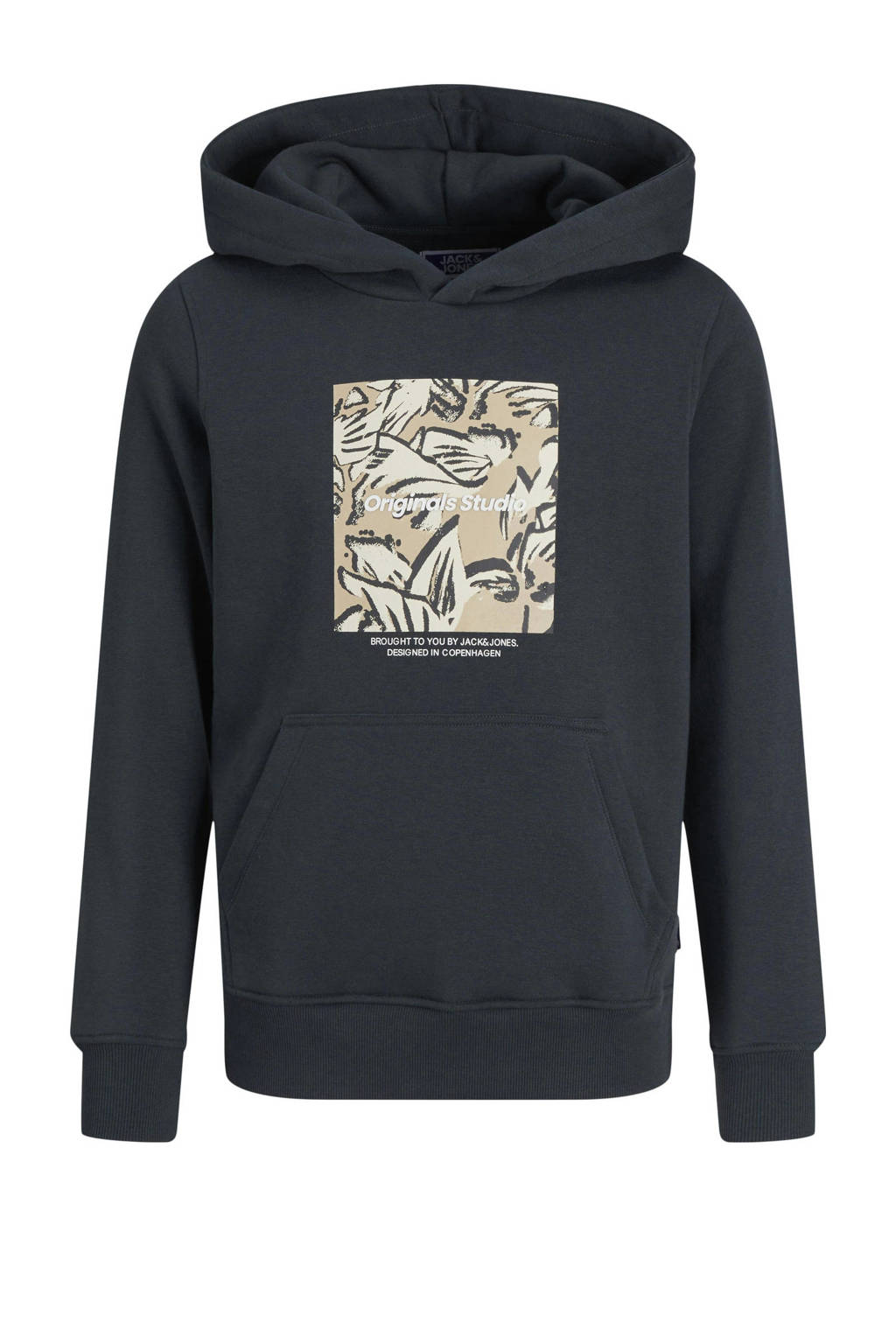 JACK & JONES hoodie JORVESTERBRO NEWTON met printopdruk diepblauw