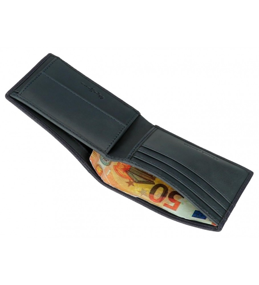 Carteira Pepe Jeans Checkbox em couro azul marinho