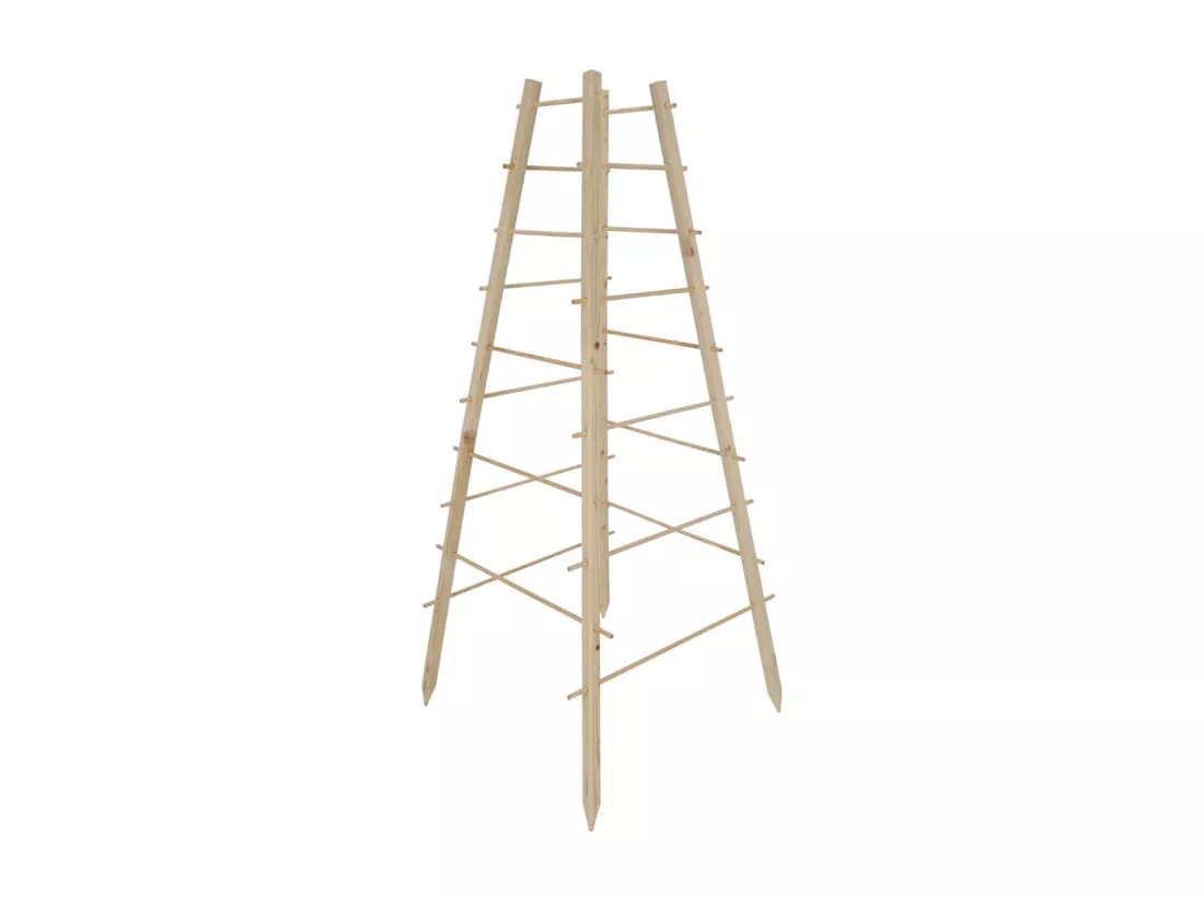 Support en bois de pin pour plantes 4 piquets Pyramide
