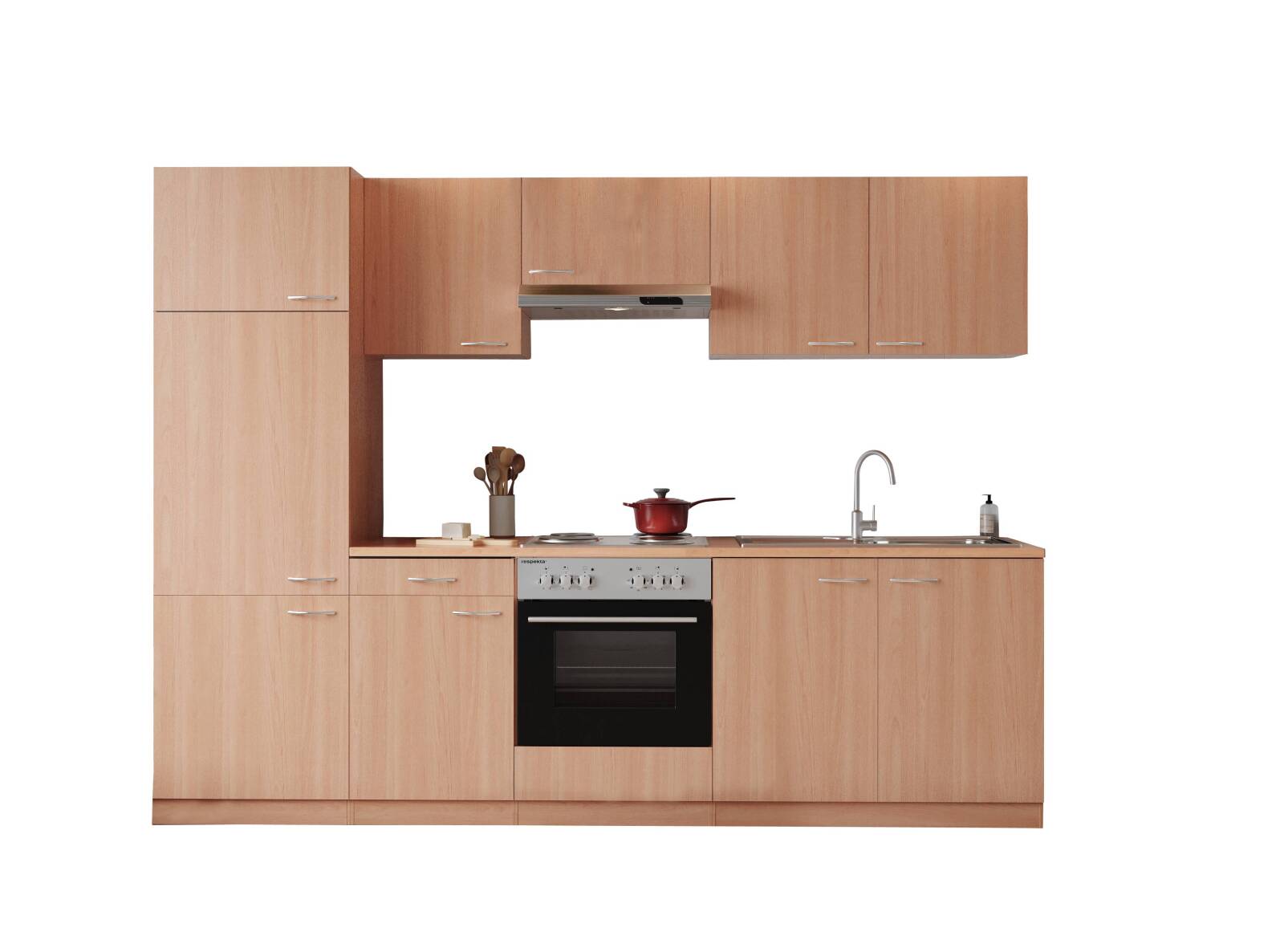 RESPEKTA Küchenblock GERDA - Buche - mit E-Geräten - 270 cm