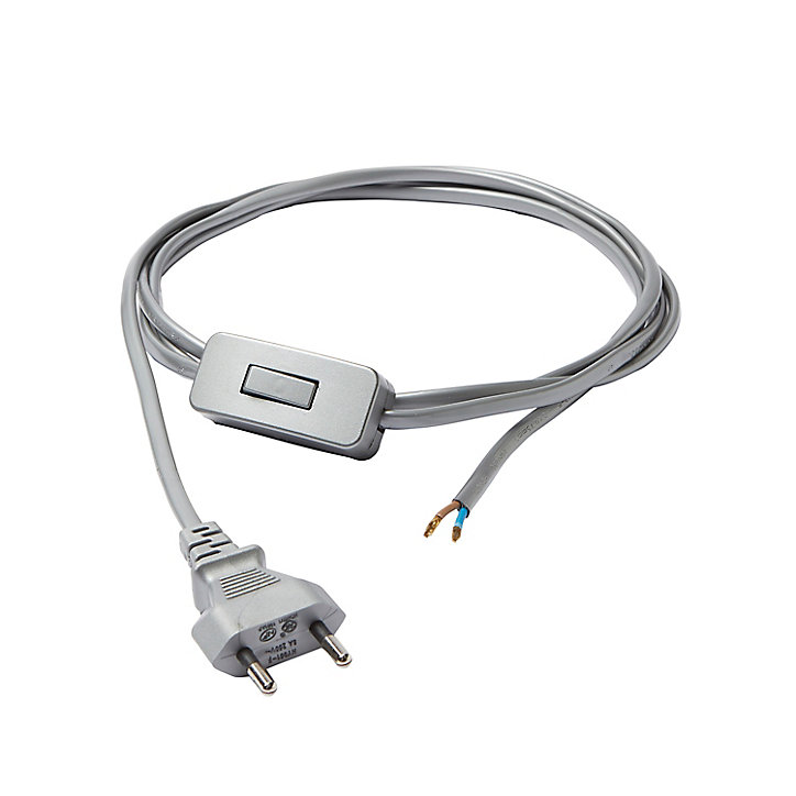Cordon de lampe avec interrupteur métal Diall 2m