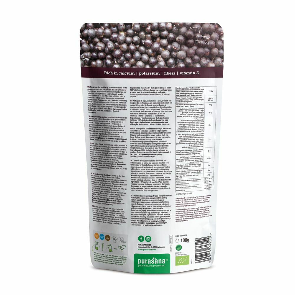 Purasana Superfood Acai Bessen Poeder Bio100 gr