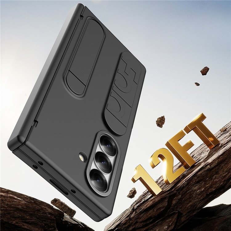 Samsung Galaxy Z Fold7 Soft Touch Hardcase Schutzhülle mit Handschlaufe   Kickstand Aufsteller - Schwarz