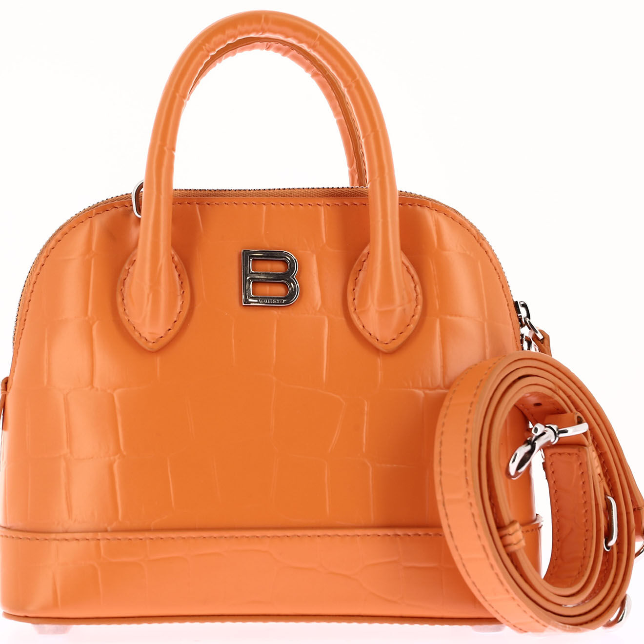 Balenciaga Sac bandoulière en Cuir croco Ville XXS orange - Très bon état - Longueur 18 cm