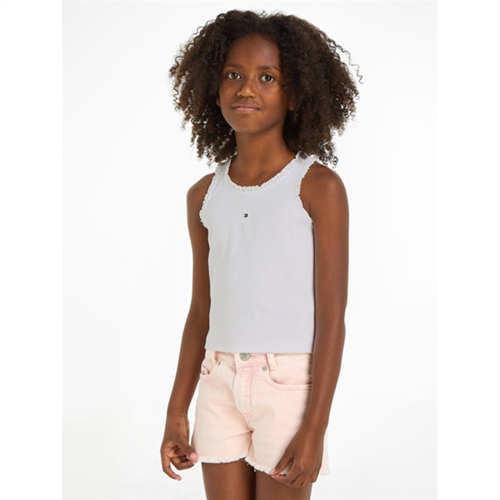 Køb Tommy Hilfiger Essential Rib Lace Tank Top White