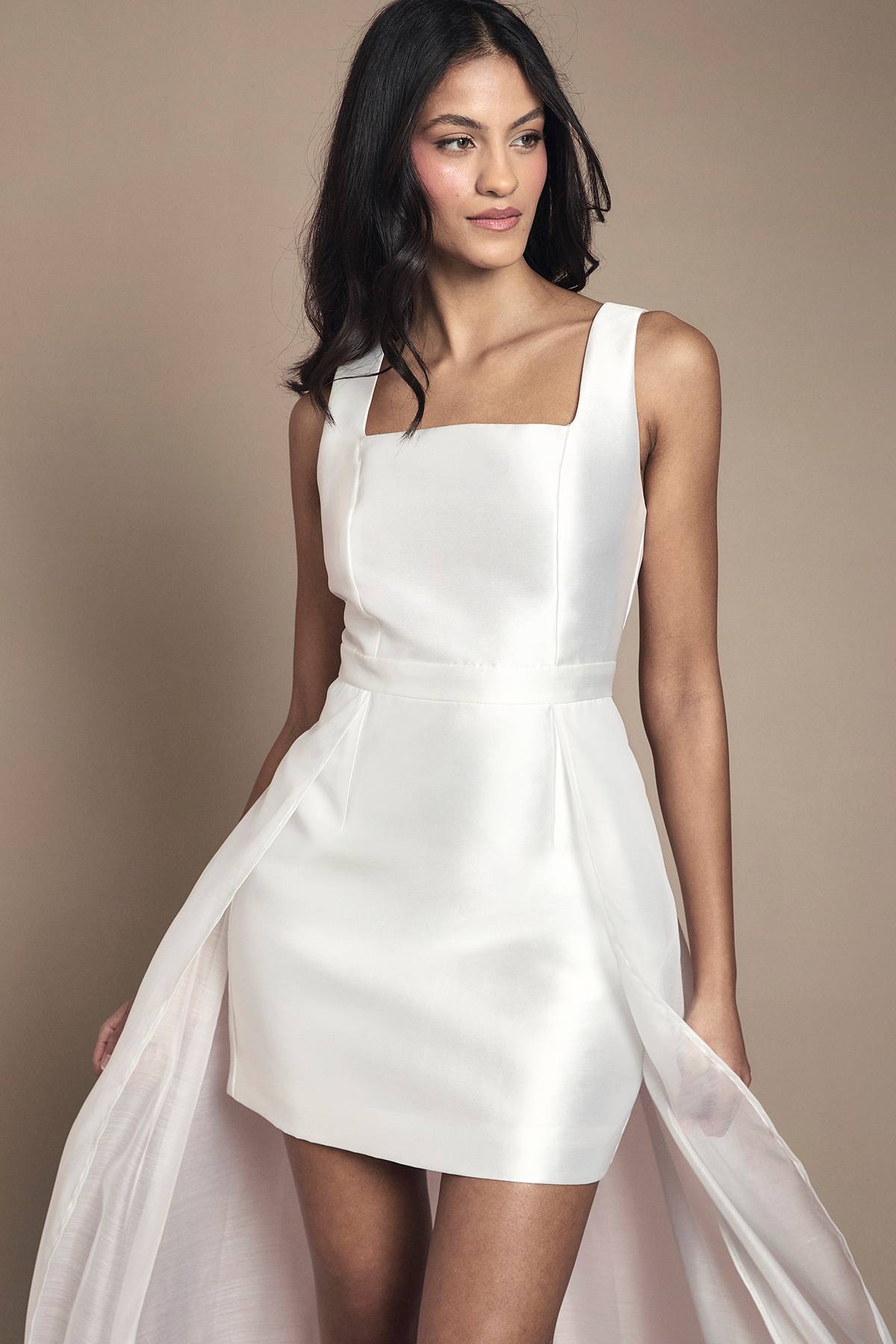 Coast Petite Robe de Mariée Mini en Twill avec Jupe en Organza