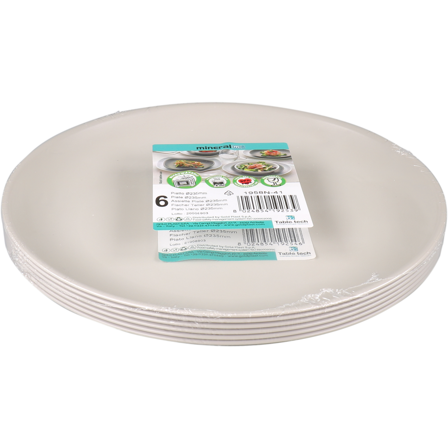 Goldplast Bord, Mineral, reusable, onbreekbaar, rond, 1-vaks, pP, Ø23.5cm, taupe