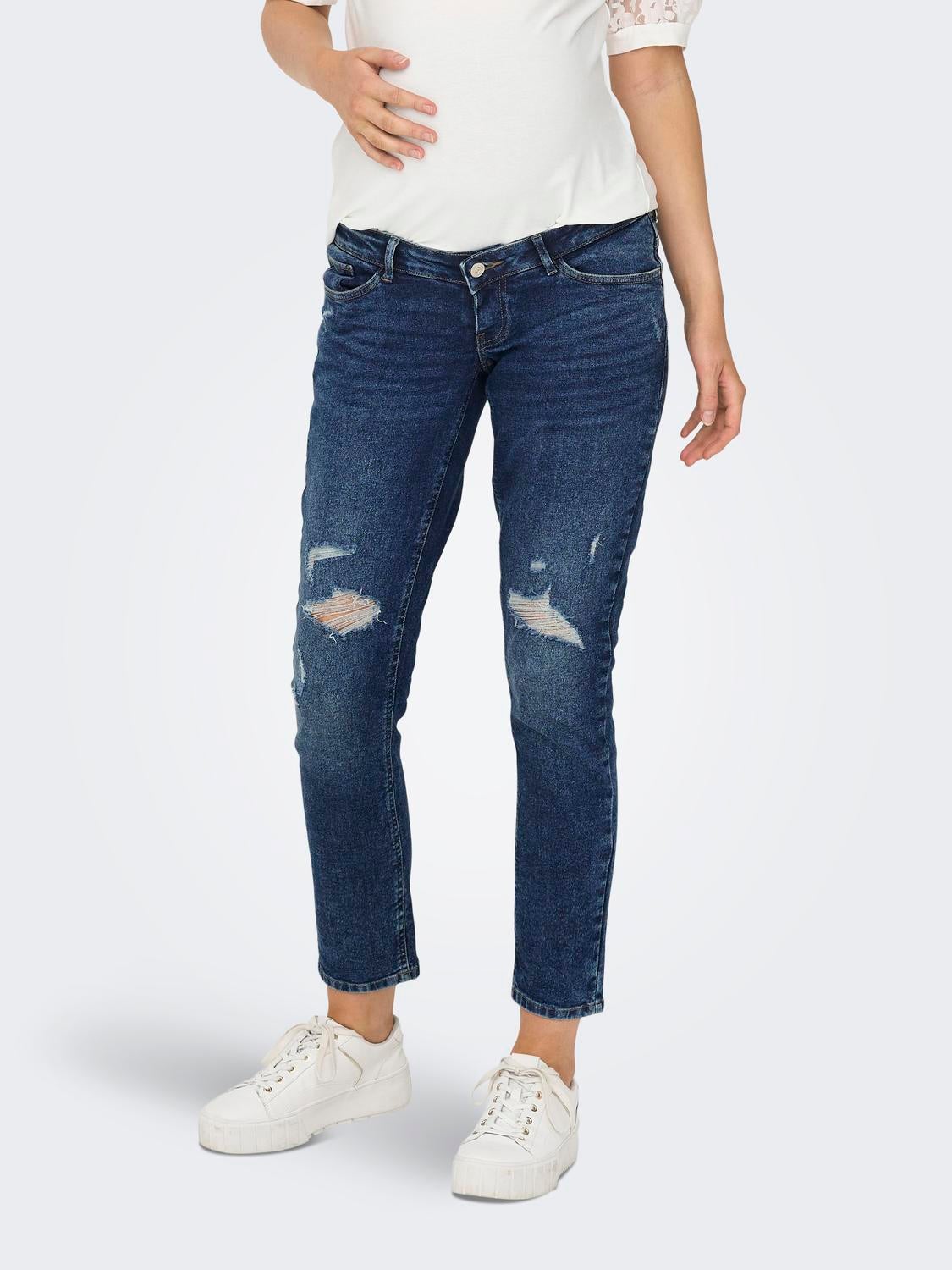 OLMENEDA Hohe Taille Gerade geschnitten Jeans Light Medium Blue Denim