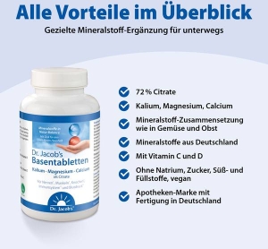 Dr. Jacob's Basentabletten Kalium Magnesium Calcium, 250 Stück