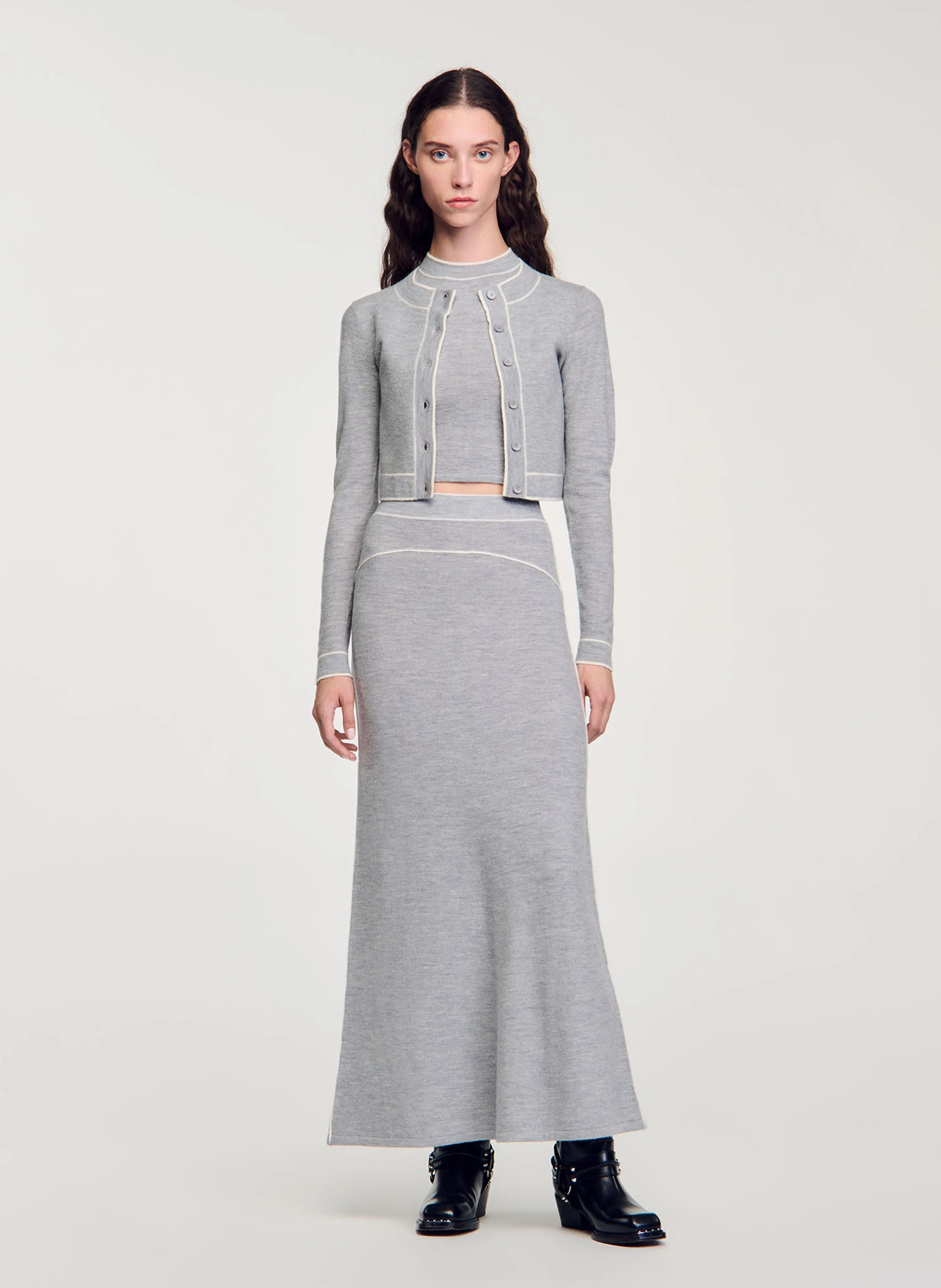 Jupe longue en laine | Gris