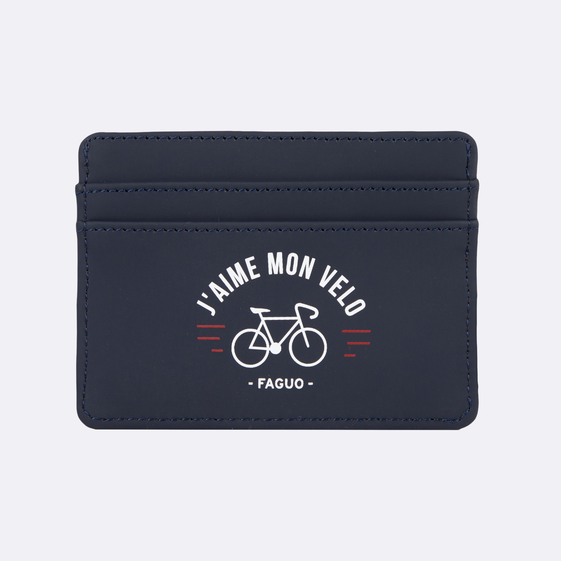 Portefeuille bleu marine J'aime mon vélo végan en polyester recyclé - modèle Card holder