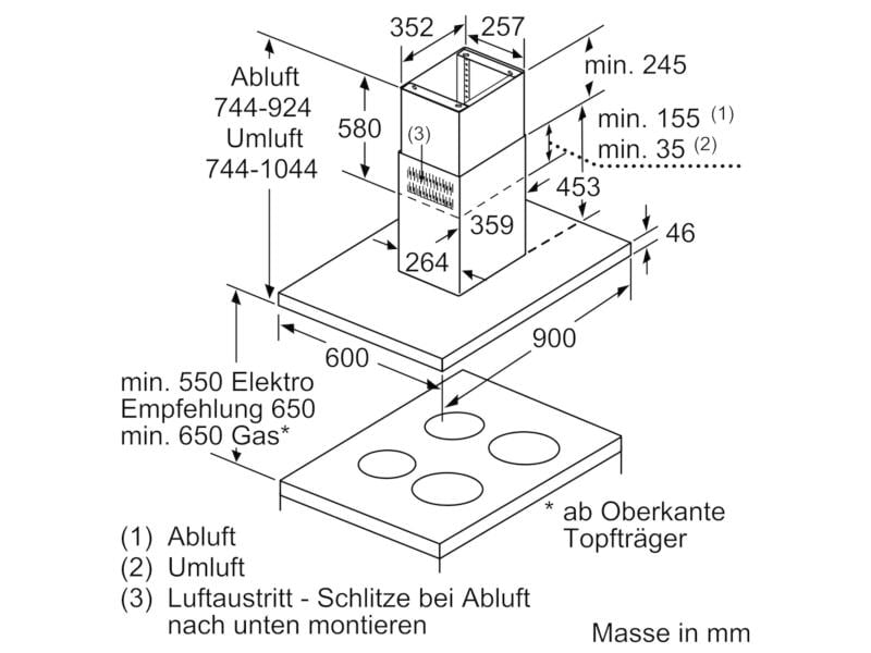 Siemens Inselhaube LF97BCP50 3 2 Intensiv Stufen Effiziente Beseitigung von Fett, Geruch und Dampf aus der Küchenluft