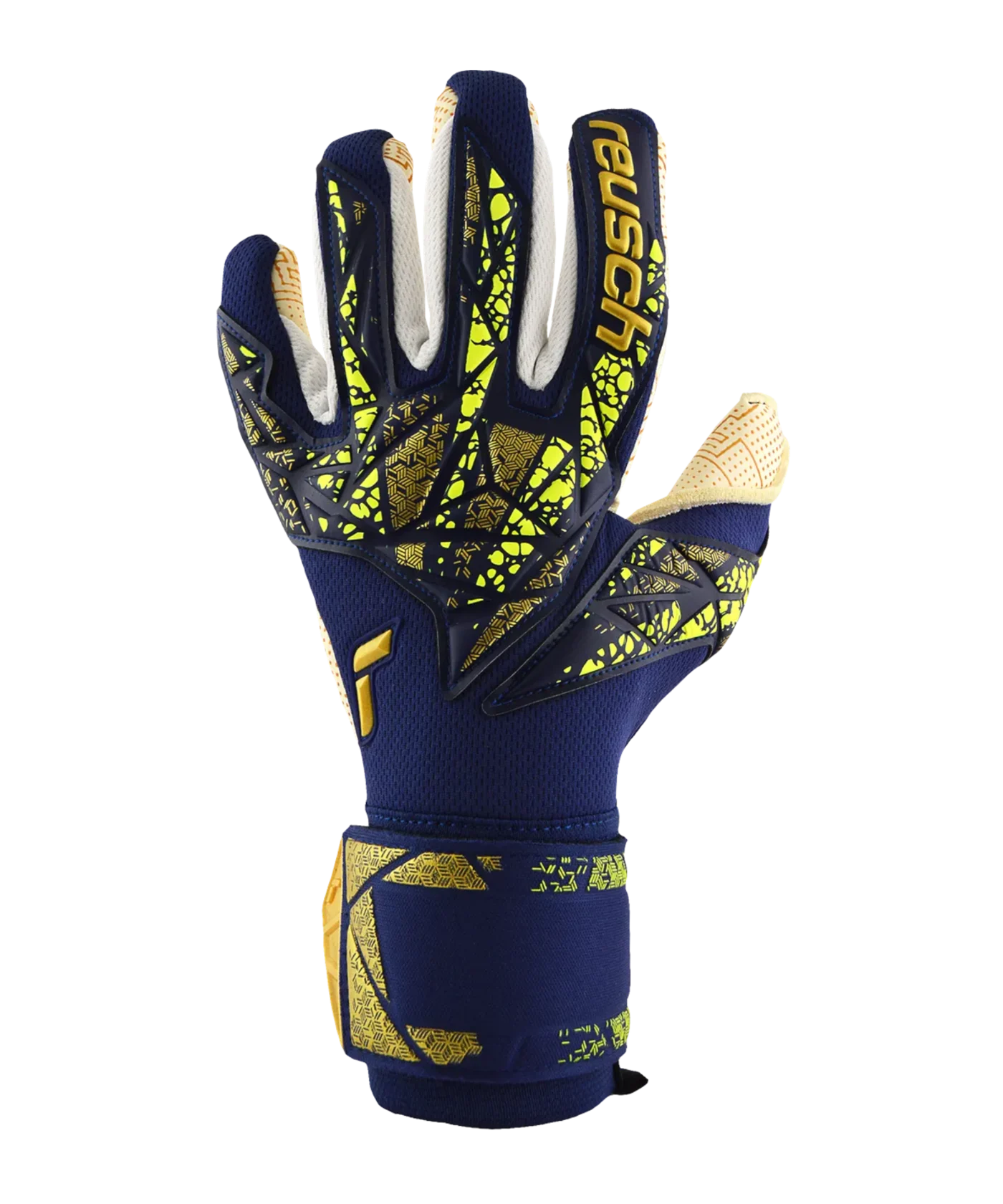 Reusch Attrakt Gold X GluePrint TW-Handschuhe Night Spark 2024 Blau Gold F4410