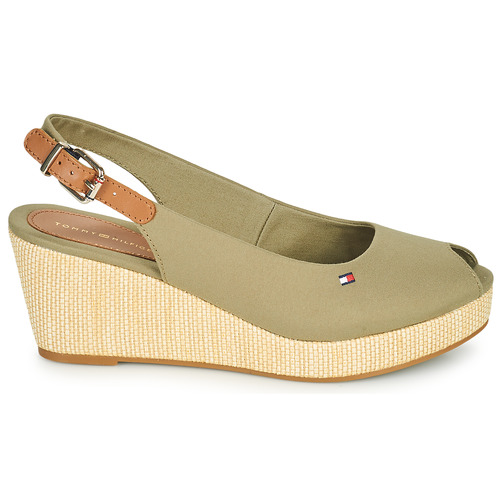 Tommy Hilfiger - ICONIC ELBA SLING BACK WEDGE - Kaki