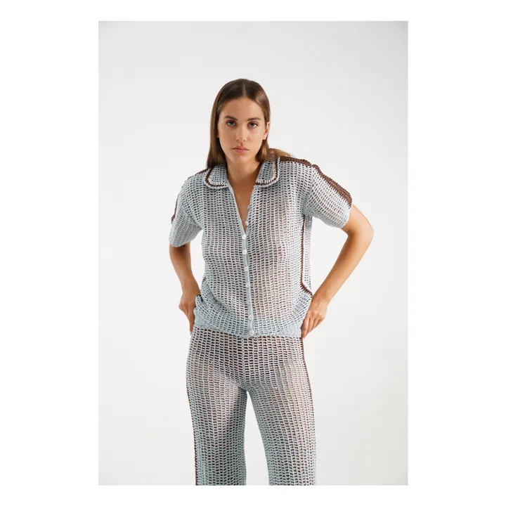 She Made Me Chemise Rahi Crochet | Bleu ciel