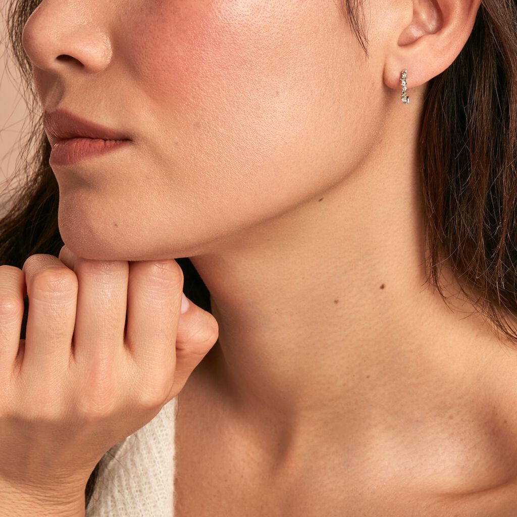 Créoles Indy Argent Blanc Oxyde De Zirconium
