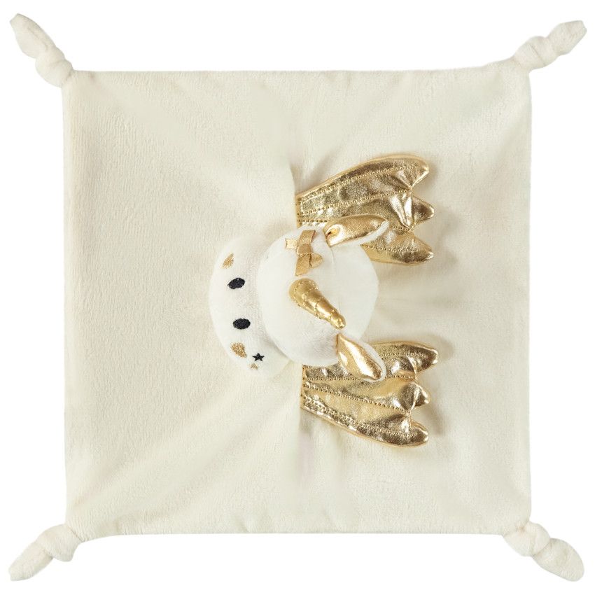 Doudou mouchoir Licorne pour bébé fille - Ecru