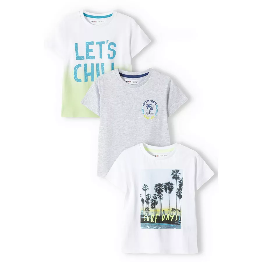 MINOTI 3er-Pack T-Shirts WeißGrauGelb