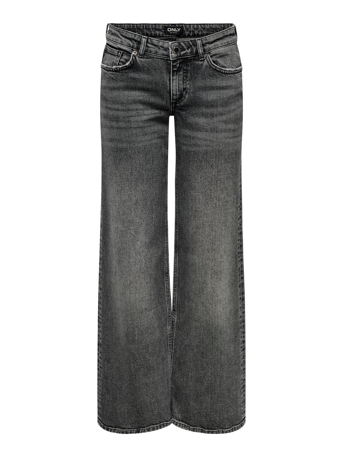 ONLJUICY Niedrige Taille Weiter Beinschnitt Jeans Dark Grey Denim