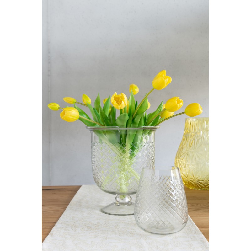 Vase à carreaux en verre transparent 18x18x25 cm