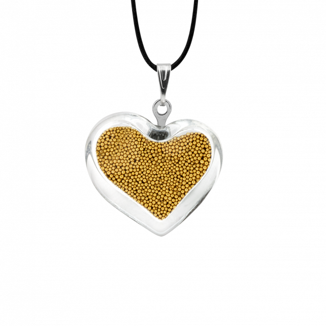 Pendentif en verre soufflé - Coeur nano billes
