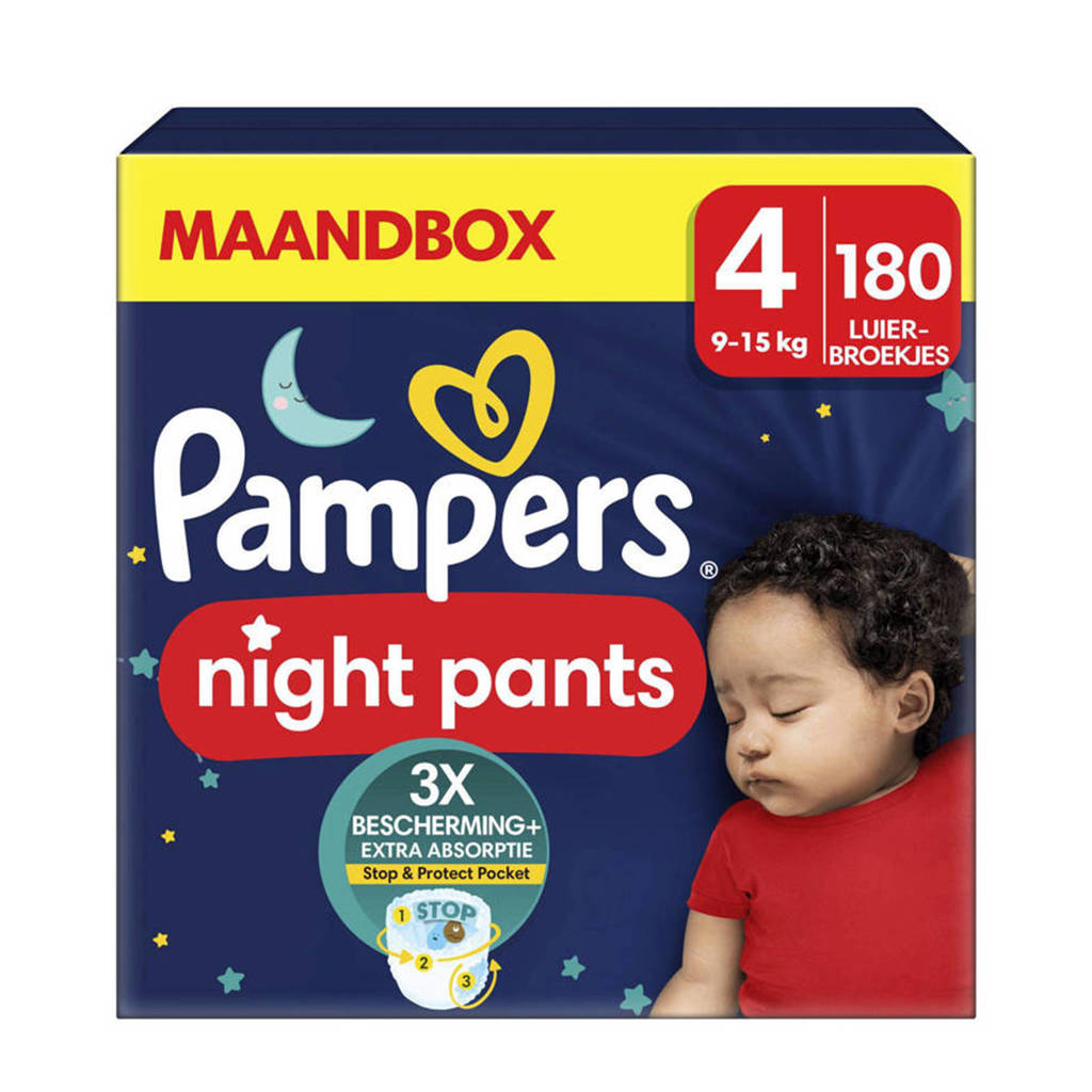 De allerbeste luiers voor de nachtNight Pants Maat 4 maandbox - 180 luierbroekjes - 9kg-15kg