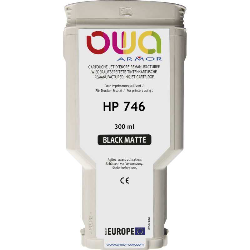 Cartouche d'encre traceur remanufacturée OWA - standard - Noir Mat - pour HP 746