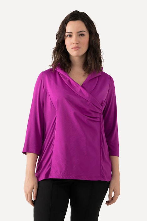 Shirt, Taft-Kragen, Classic, V-Ausschnitt, 3/4-Arm