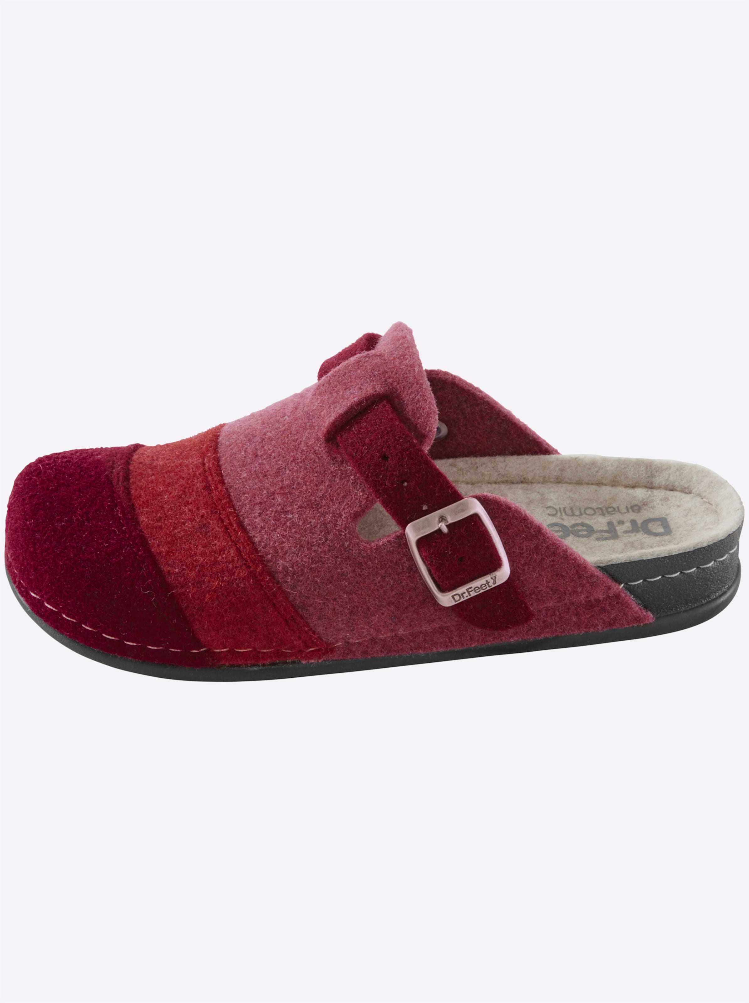 Dr. Feet Hausschuh in rot-gestreift