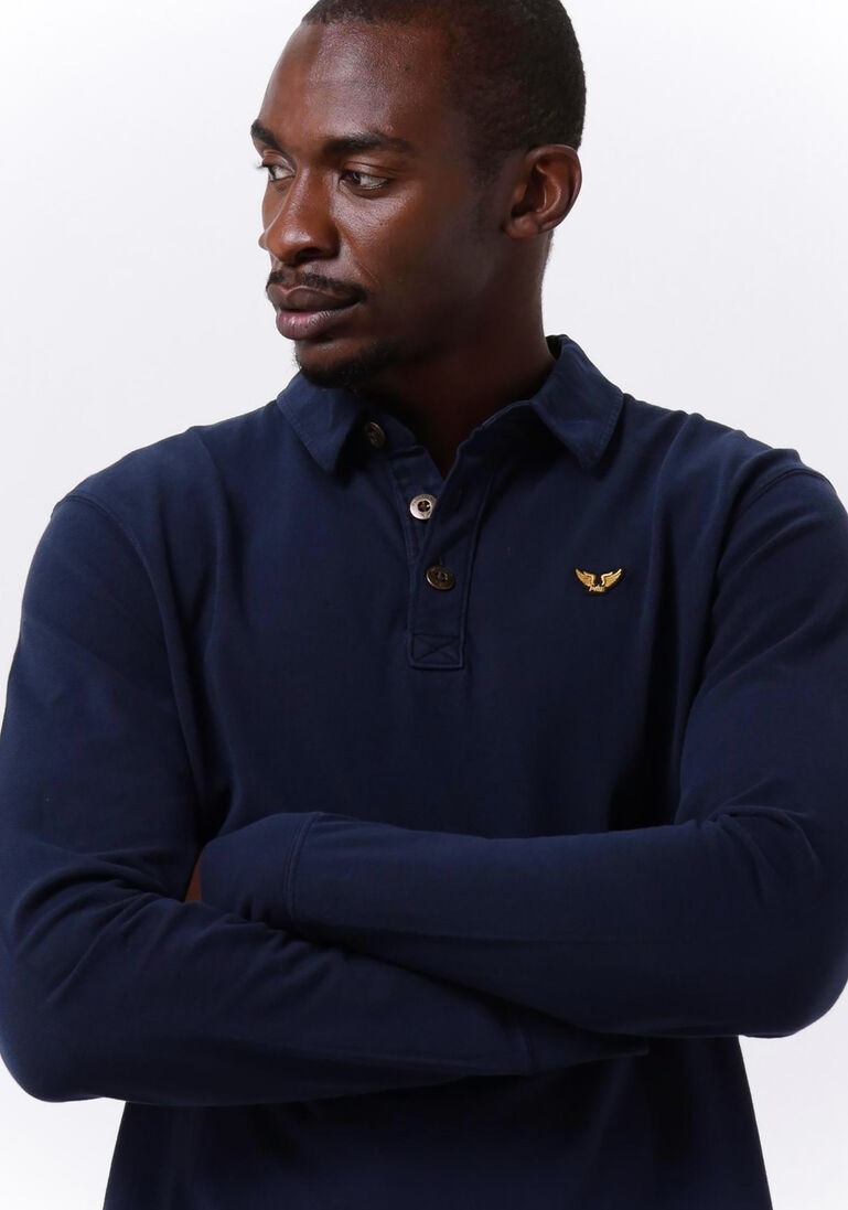 PME LEGEND blauwe pme legend polo long sleeve polo pique garment dye