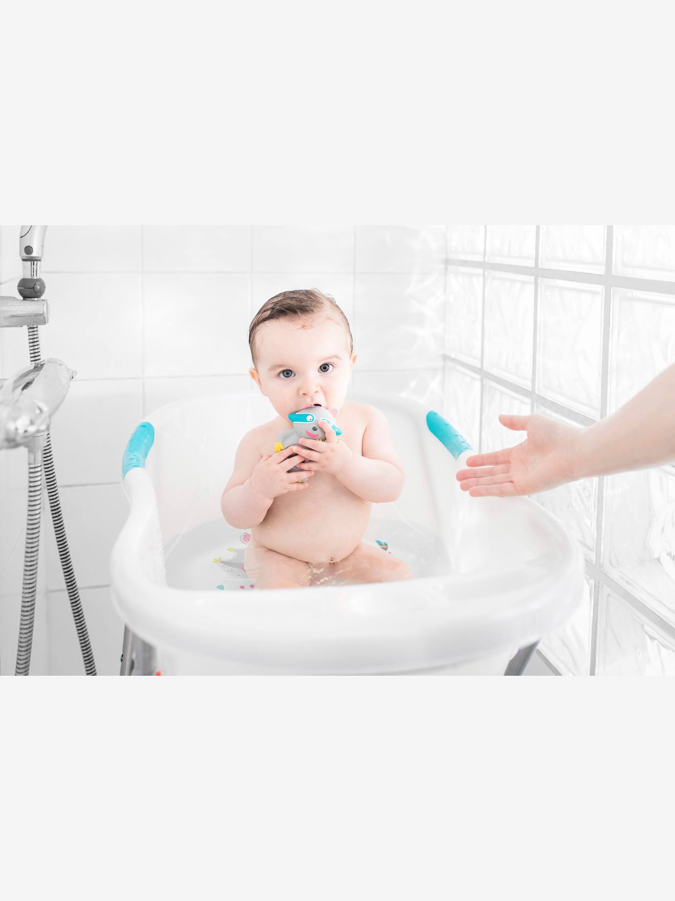 Tubo de drenagem para banheira de bebê BADABULLE Ergo-ludica, branco claro e liso