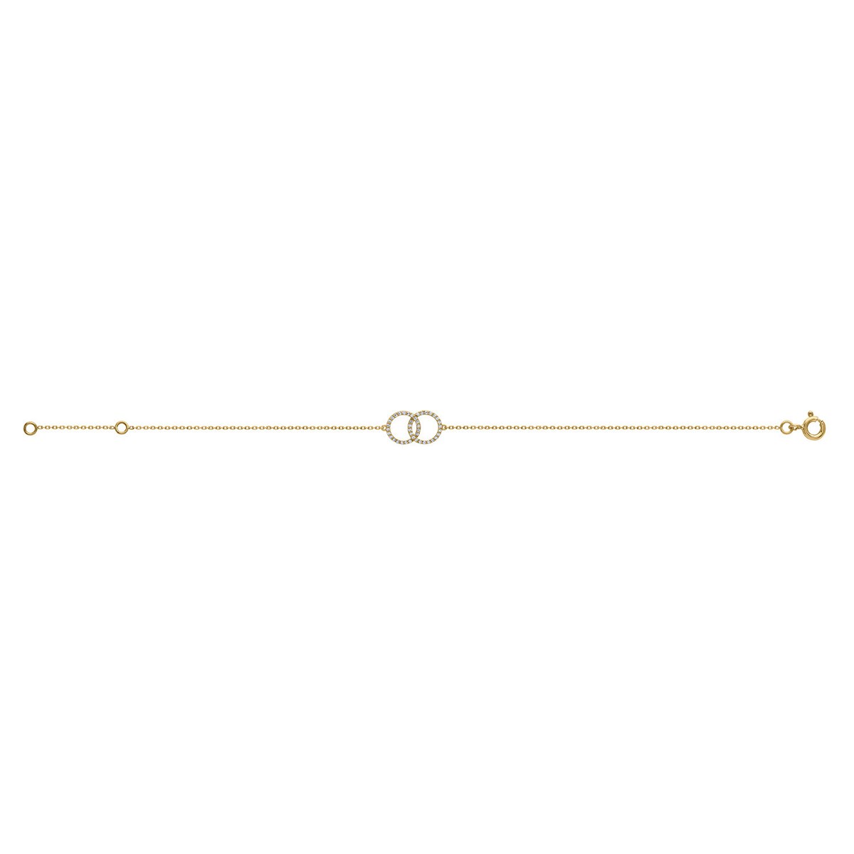 Bracelet Brillaxis or 9 carats cercles entrelacésoxydes