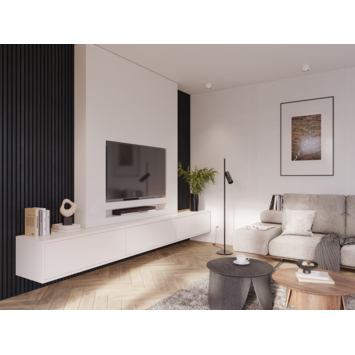 Kleurstaal lattenwand Decowall Acoustic lava eiken 18x30 cm