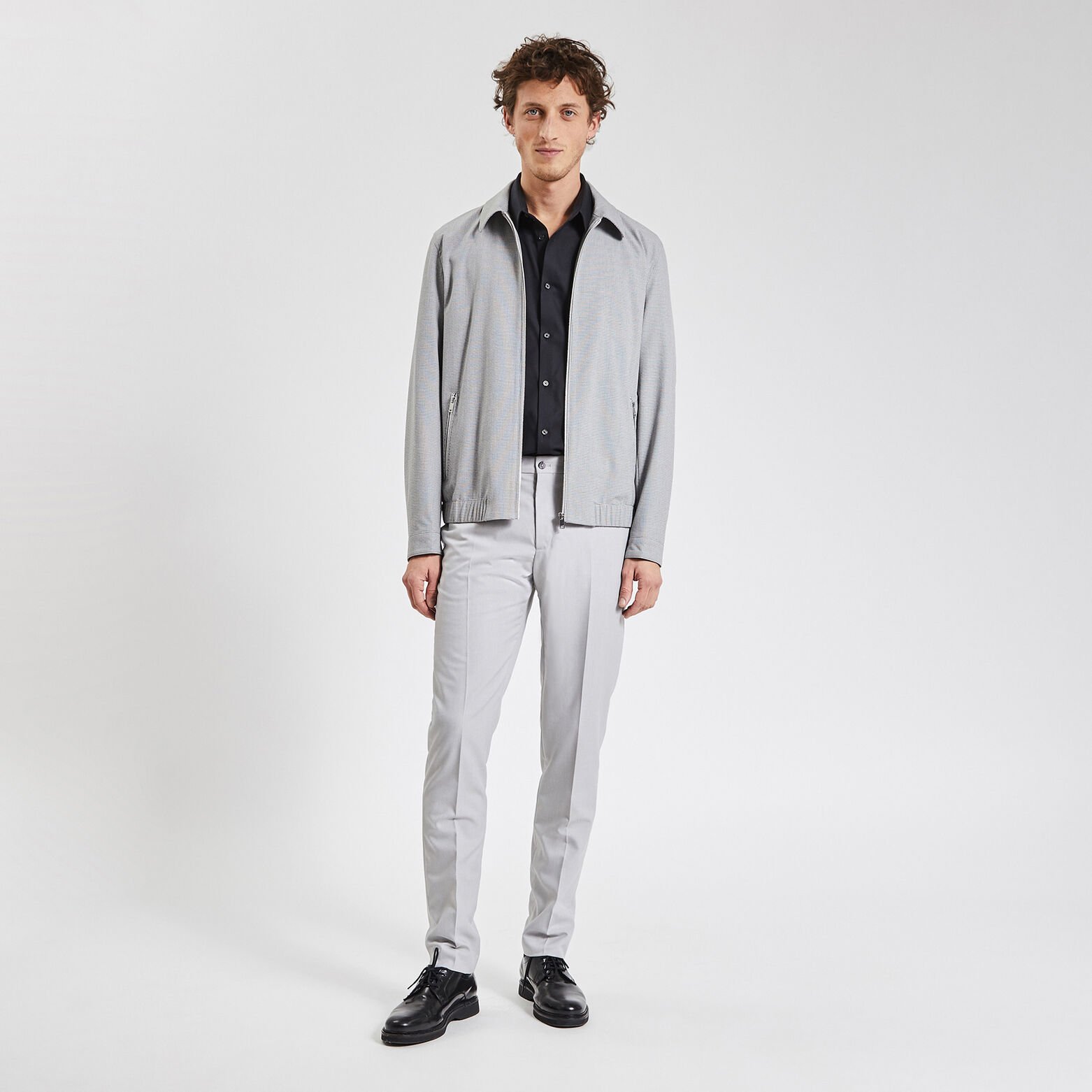 Chemisette regular sans repassage unie coton Noir